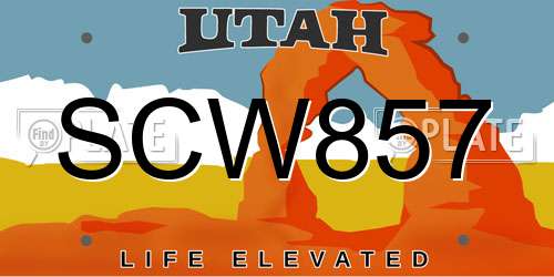SCW857 Utah License Plate