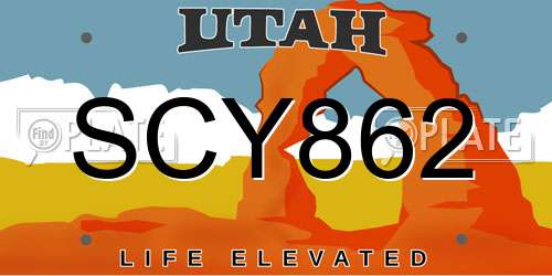 SCY862 Utah License Plate