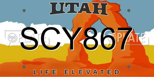 SCY867 Utah License Plate