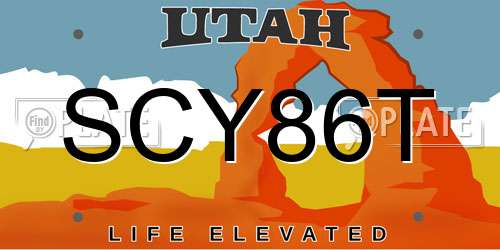 SCY86T Utah License Plate