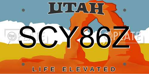 SCY86Z Utah License Plate