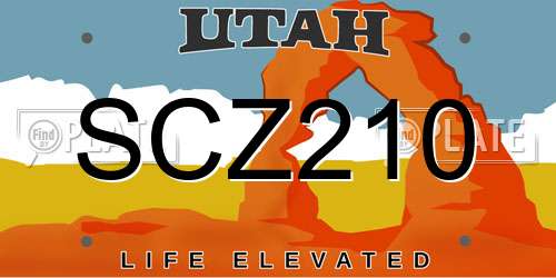 SCZ210 Utah License Plate