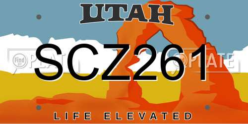 SCZ261 Utah License Plate