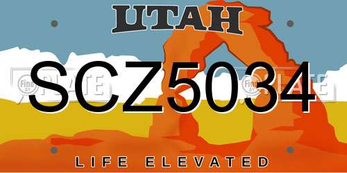 SCZ5034 Utah License Plate