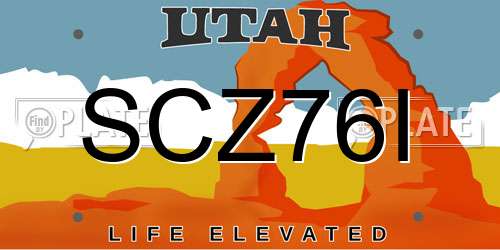 SCZ76I Utah License Plate