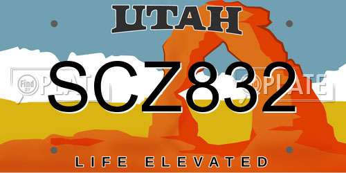 SCZ832 Utah License Plate