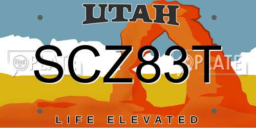 SCZ83T Utah License Plate