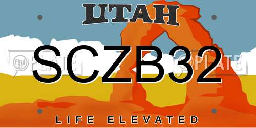 SCZB32 Utah License Plate