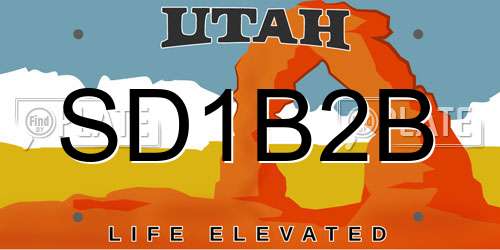 SD1B2B Utah License Plate