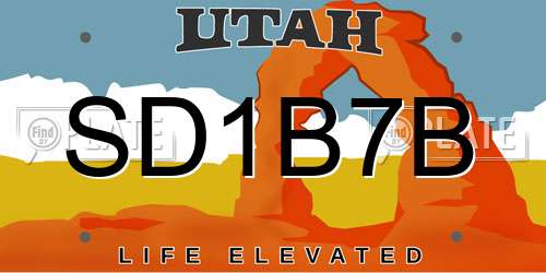 SD1B7B Utah License Plate