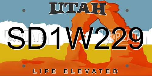SD1W229 Utah License Plate
