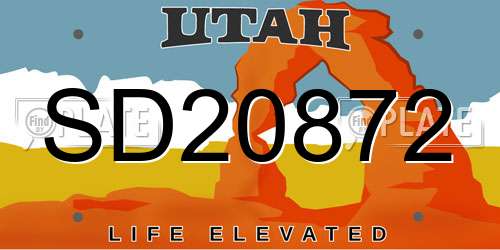 SD20872 Utah License Plate