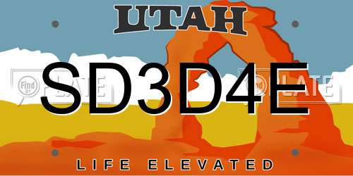 SD3D4E Utah License Plate