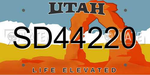 SD44220 Utah License Plate