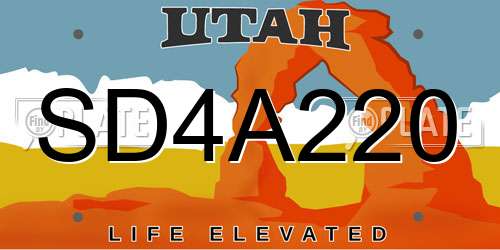 SD4A220 Utah License Plate