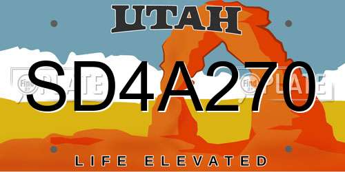 SD4A270 Utah License Plate