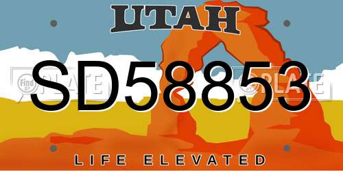 SD58853 Utah License Plate