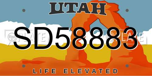 SD58883 Utah License Plate