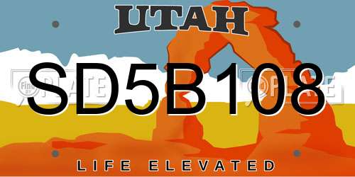 SD5B108 Utah License Plate