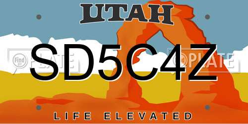 SD5C4Z Utah License Plate
