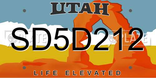 SD5D212 Utah License Plate