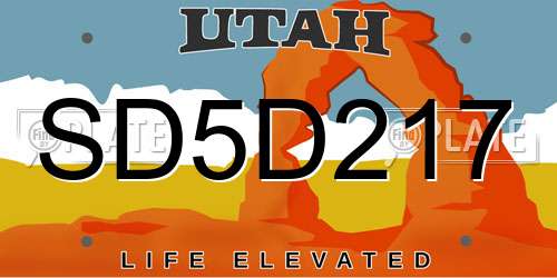 SD5D217 Utah License Plate