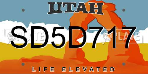 SD5D717 Utah License Plate