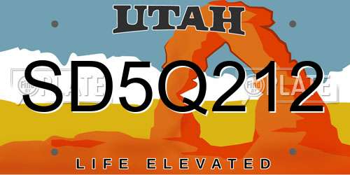 SD5Q212 Utah License Plate
