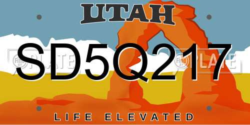 SD5Q217 Utah License Plate