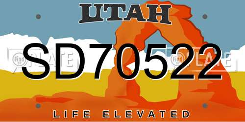 SD70522 Utah License Plate