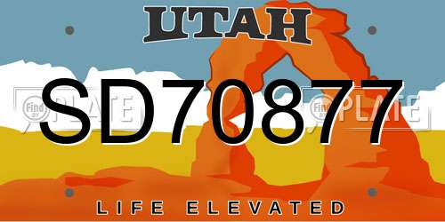 SD70877 Utah License Plate