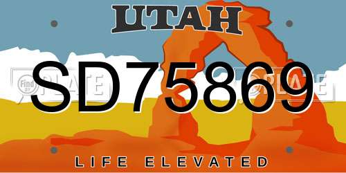 SD75869 Utah License Plate