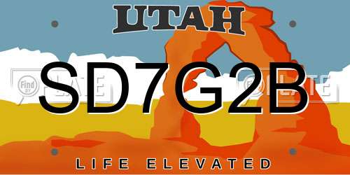 SD7G2B Utah License Plate