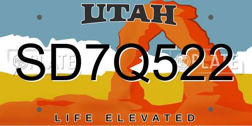 SD7Q522 Utah License Plate