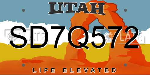SD7Q572 Utah License Plate