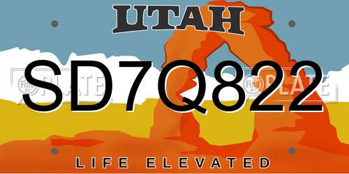 SD7Q822 Utah License Plate