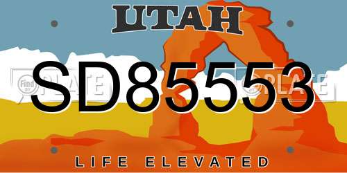 SD85553 Utah License Plate