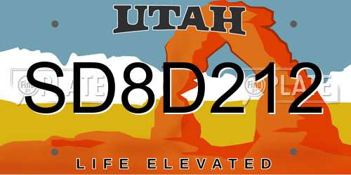 SD8D212 Utah License Plate
