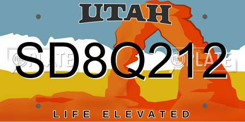 SD8Q212 Utah License Plate