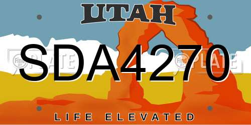 SDA4270 Utah License Plate