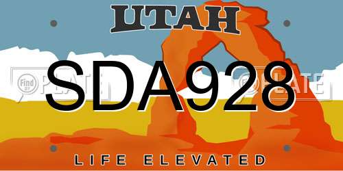 SDA928 Utah License Plate
