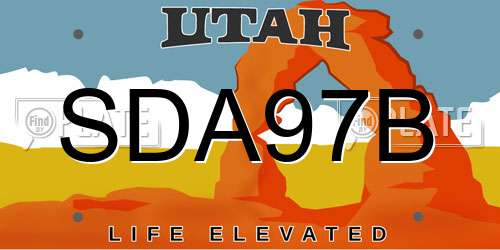 SDA97B Utah License Plate