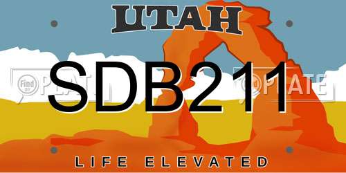 SDB211 Utah License Plate