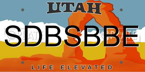 SDBSBBE Utah License Plate