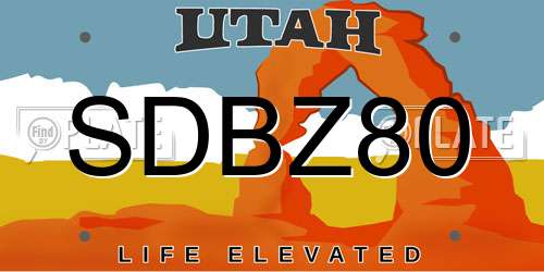 SDBZ80 Utah License Plate