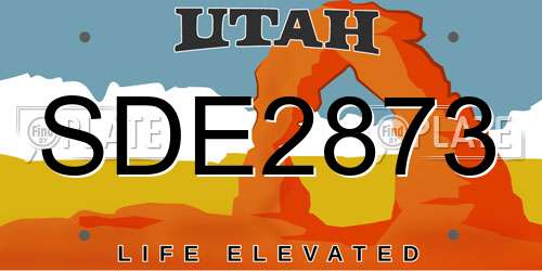 SDE2873 Utah License Plate