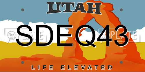SDEQ43 Utah License Plate