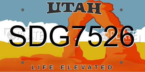 SDG7526 Utah License Plate