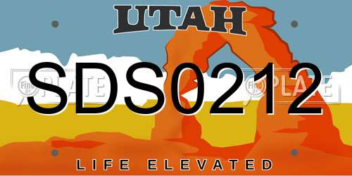 SDS0212 Utah License Plate