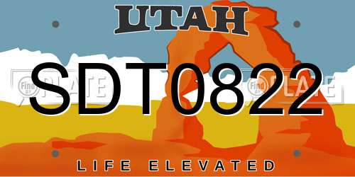 SDT0822 Utah License Plate